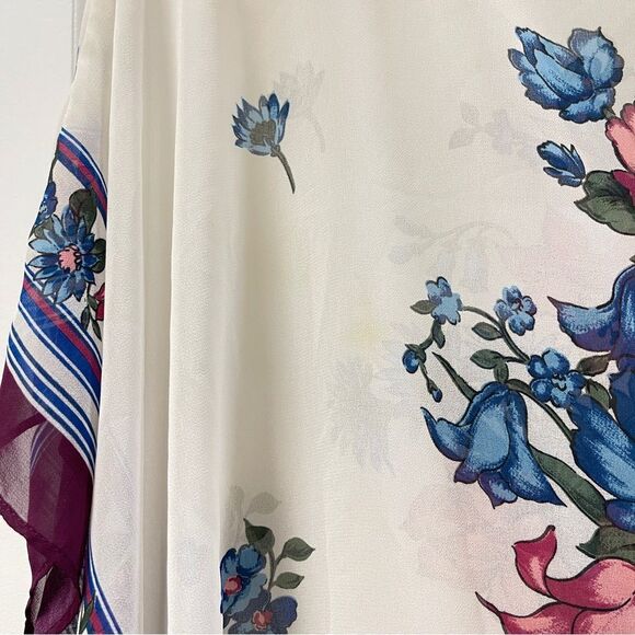 Vintage Silk Poncho Blouse / Kimono Tunic From Italy - Picture 10 of 10